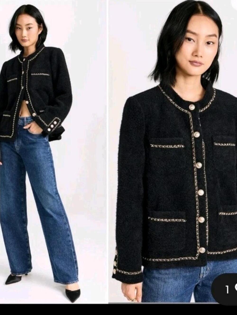 Endless Rose Chain Trimmed Jacket Black and Gold S New NWT